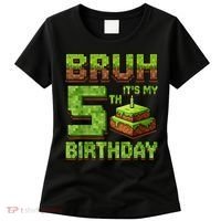 Birthday Boy Bruh It'S My 5th Birthday Game Pixel Women's T-Shirt thumb 0