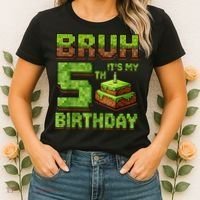 Birthday Boy Bruh It'S My 5th Birthday Game Pixel Women's T-Shirt thumb 2