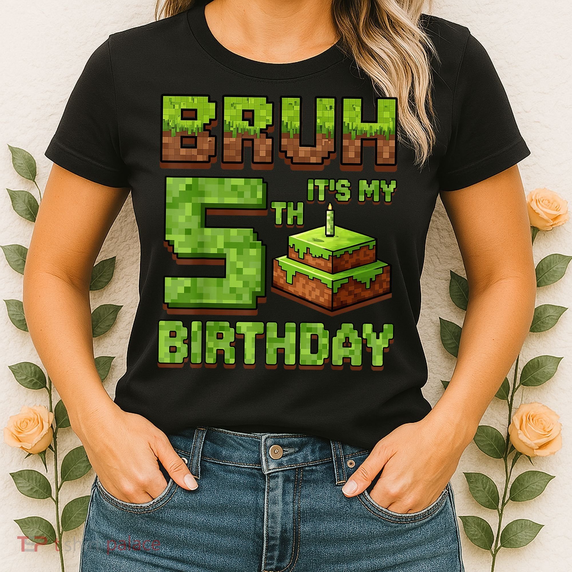 Birthday Boy Bruh It'S My 5th Birthday Game Pixel Women's T-Shirt