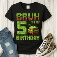 Birthday Boy Bruh It'S My 5th Birthday Game Pixel Women's T-Shirt thumb 3