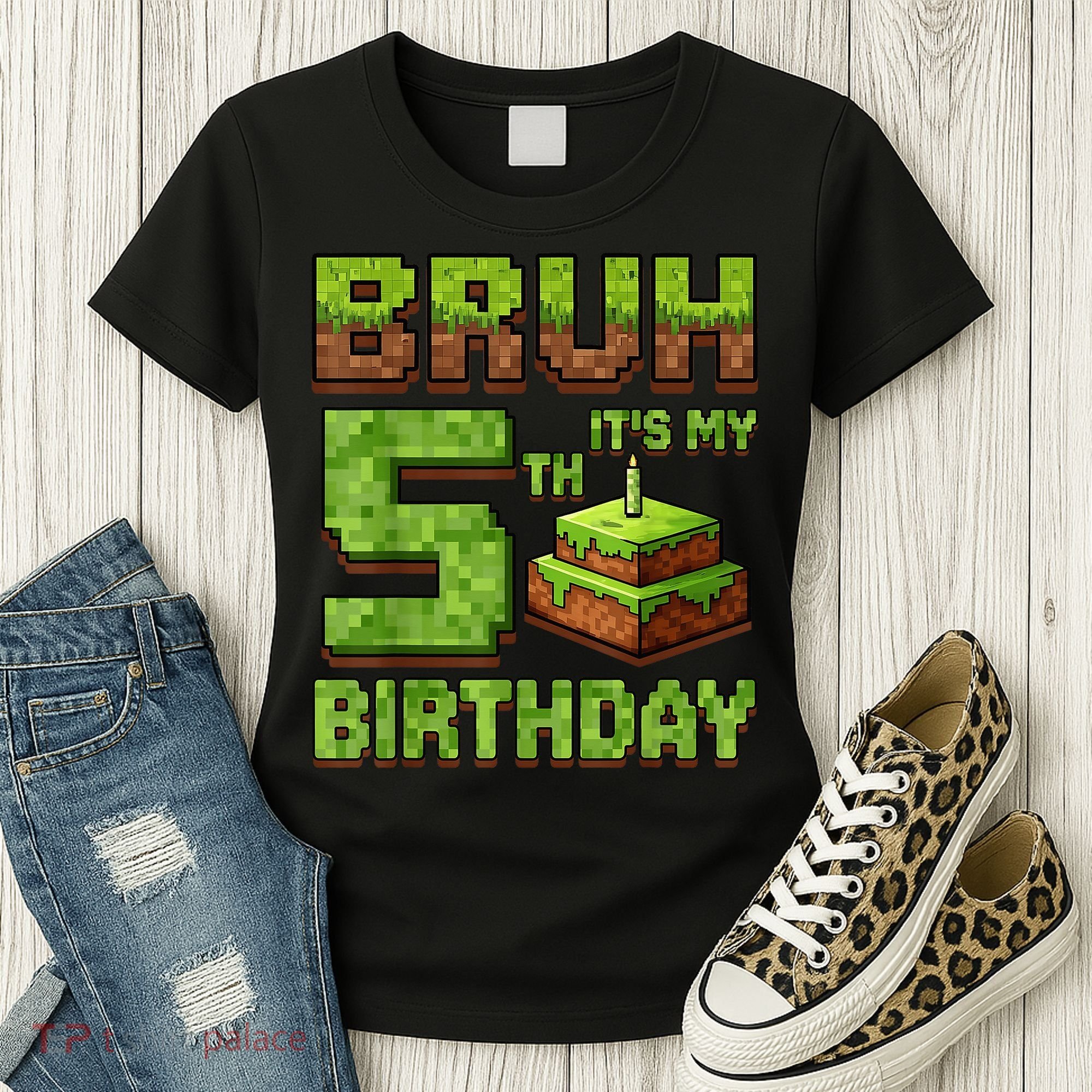 Birthday Boy Bruh It'S My 5th Birthday Game Pixel Women's T-Shirt