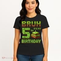 Birthday Boy Bruh It'S My 5th Birthday Game Pixel Women's T-Shirt thumb 4