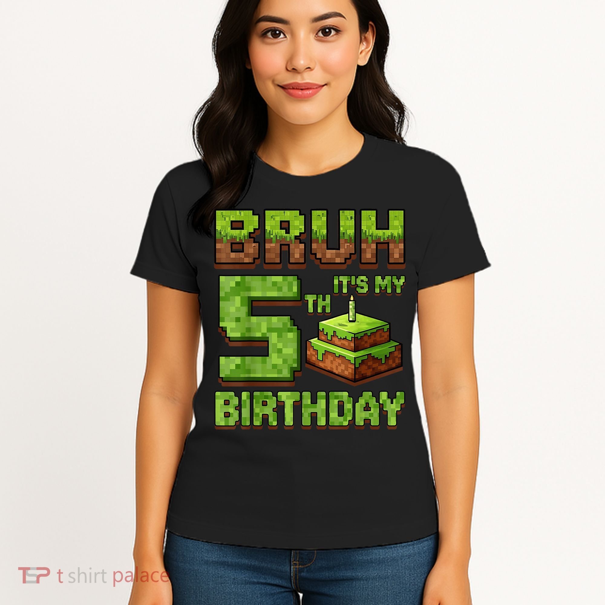 Birthday Boy Bruh It'S My 5th Birthday Game Pixel Women's T-Shirt