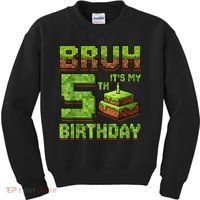 Birthday Boy Bruh It'S My 5th Birthday Game Pixel Kids Sweatshirt thumb 0