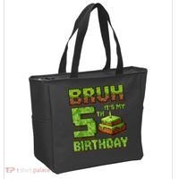 Birthday Boy Bruh It'S My 5th Birthday Game Pixel Tote Bag thumb 2
