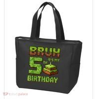Birthday Boy Bruh It'S My 5th Birthday Game Pixel Tote Bag thumb 3