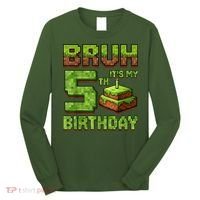 Birthday Boy Bruh It'S My 5th Birthday Game Pixel Long Sleeve Shirt thumb 0