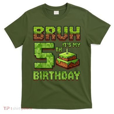 Birthday Boy Bruh It'S My 5th Birthday Game Pixel T-Shirt
