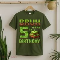 Birthday Boy Bruh It'S My 5th Birthday Game Pixel T-Shirt thumb 2