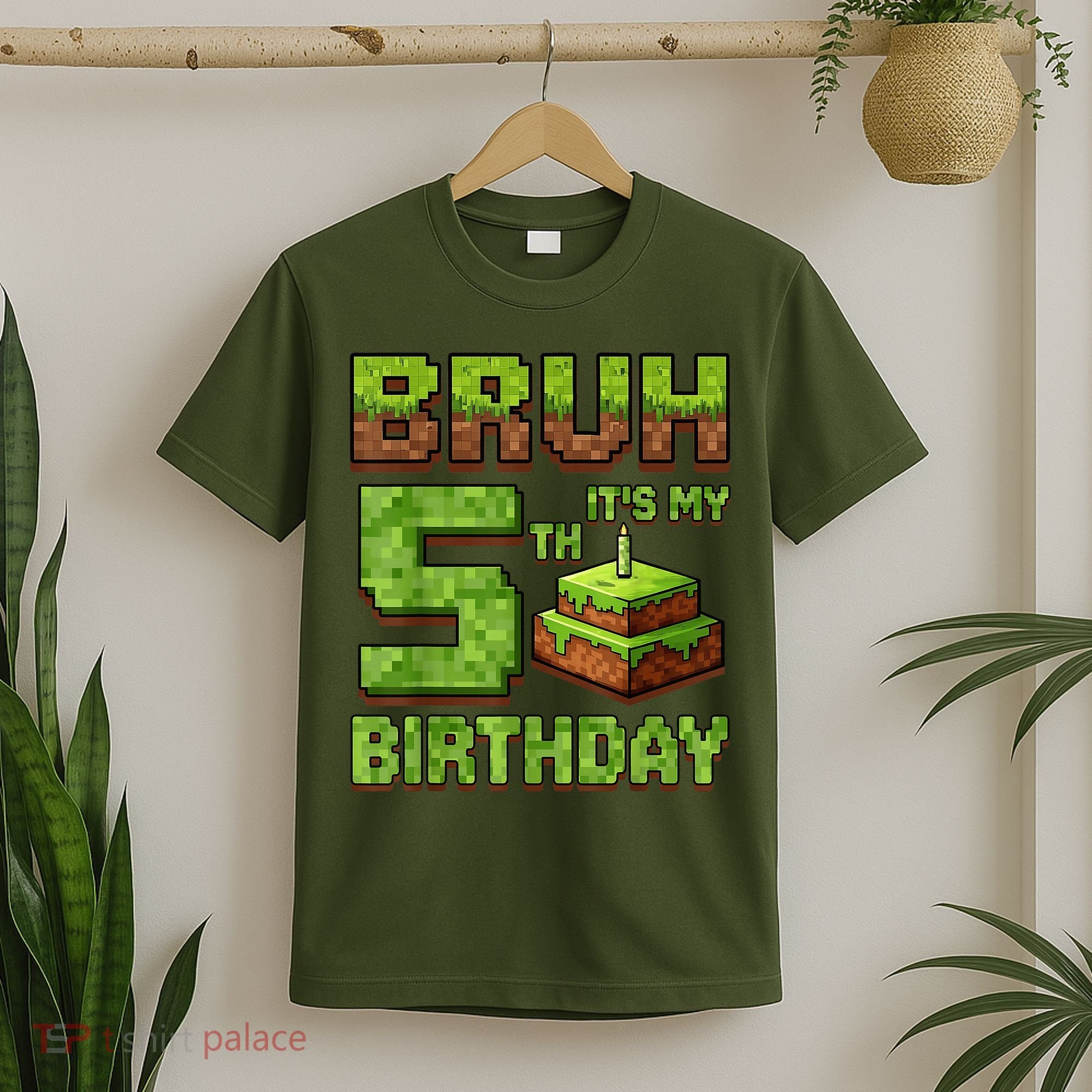 Birthday Boy Bruh It'S My 5th Birthday Game Pixel T-Shirt