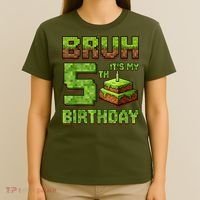 Birthday Boy Bruh It'S My 5th Birthday Game Pixel T-Shirt thumb 4