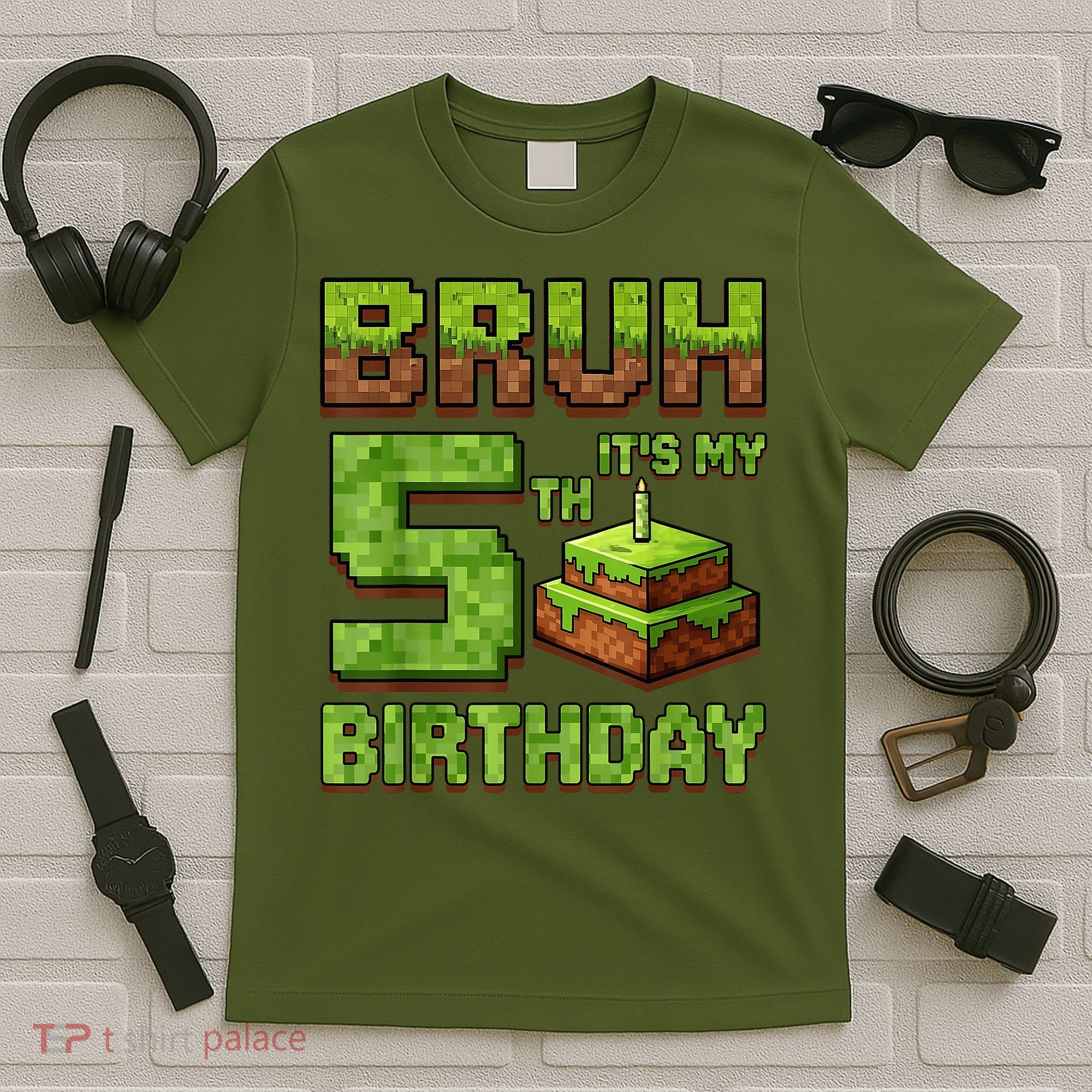 Birthday Boy Bruh It'S My 5th Birthday Game Pixel T-Shirt