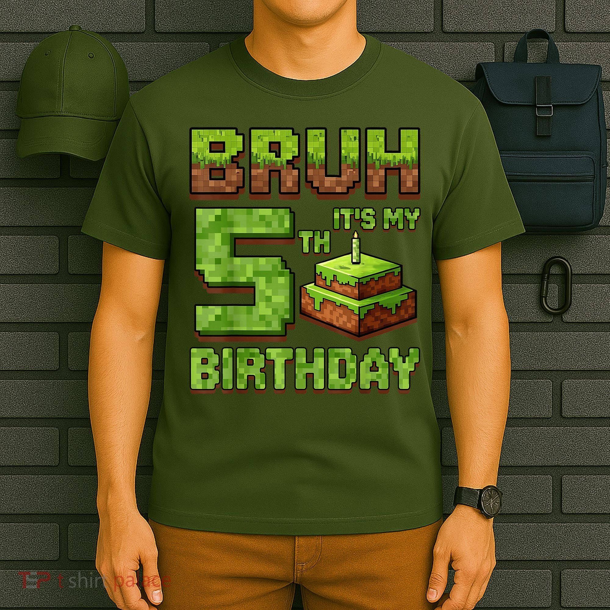 Birthday Boy Bruh It'S My 5th Birthday Game Pixel T-Shirt