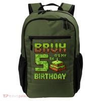 Birthday Boy Bruh It'S My 5th Birthday Game Pixel Backpack thumb 0