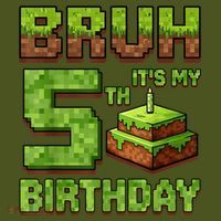 Birthday Boy Bruh It'S My 5th Birthday Game Pixel Backpack thumb 2
