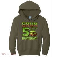 Birthday Boy Bruh It'S My 5th Birthday Game Pixel Kids Hoodie thumb 0