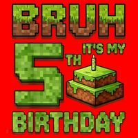 Birthday Boy Bruh It'S My 5th Birthday Game Pixel Santa Hat thumb 1