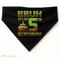 Birthday Boy Bruh It'S My 5th Birthday Gamer Pixel USA-Made Doggie Bandana thumb 0