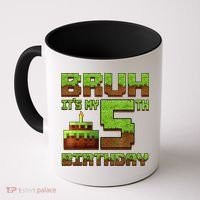 Birthday Boy Bruh It'S My 5th Birthday Gamer Pixel Coffee Mug thumb 0
