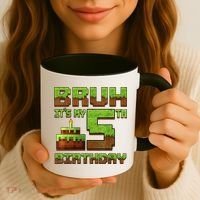 Birthday Boy Bruh It'S My 5th Birthday Gamer Pixel Coffee Mug thumb 3