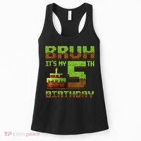 Birthday Boy Bruh It'S My 5th Birthday Gamer Pixel Women's Tank Top thumb 0