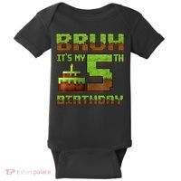 Birthday Boy Bruh It'S My 5th Birthday Gamer Pixel Baby Bodysuit thumb 0