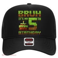 Birthday Boy Bruh It'S My 5th Birthday Gamer Pixel Hat thumb 0