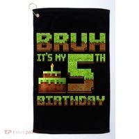 Birthday Boy Bruh It'S My 5th Birthday Gamer Pixel Golf Towel thumb 0