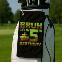 Birthday Boy Bruh It'S My 5th Birthday Gamer Pixel Golf Towel thumb 2