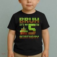 Birthday Boy Bruh It'S My 5th Birthday Gamer Pixel Toddler T-Shirt thumb 2
