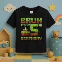 Birthday Boy Bruh It'S My 5th Birthday Gamer Pixel Toddler T-Shirt thumb 3