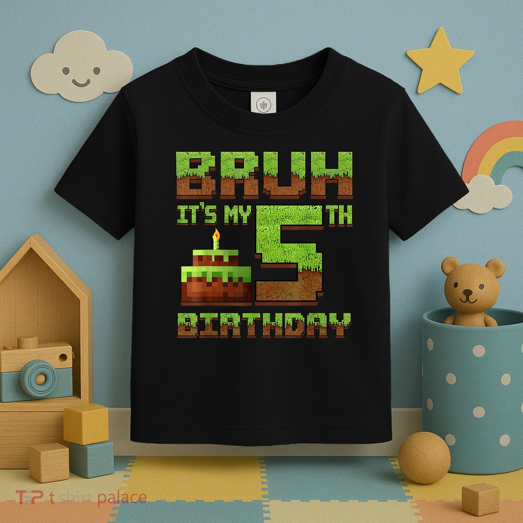 Birthday Boy Bruh It'S My 5th Birthday Gamer Pixel Toddler T-Shirt