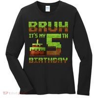 Birthday Boy Bruh It'S My 5th Birthday Gamer Pixel Women's Long Sleeve Shirt thumb 0