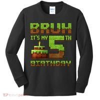 Birthday Boy Bruh It'S My 5th Birthday Gamer Pixel Kids Long Sleeve Shirt thumb 0