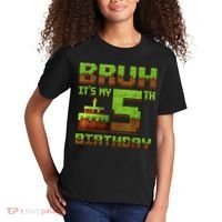 Birthday Boy Bruh It'S My 5th Birthday Gamer Pixel Kids T-Shirt thumb 2