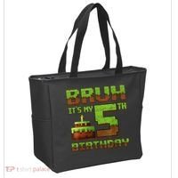 Birthday Boy Bruh It'S My 5th Birthday Gamer Pixel Tote Bag thumb 2