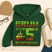 Birthday Boy Bruh It'S My 5th Birthday Gamer Pixel Hoodie thumb 4