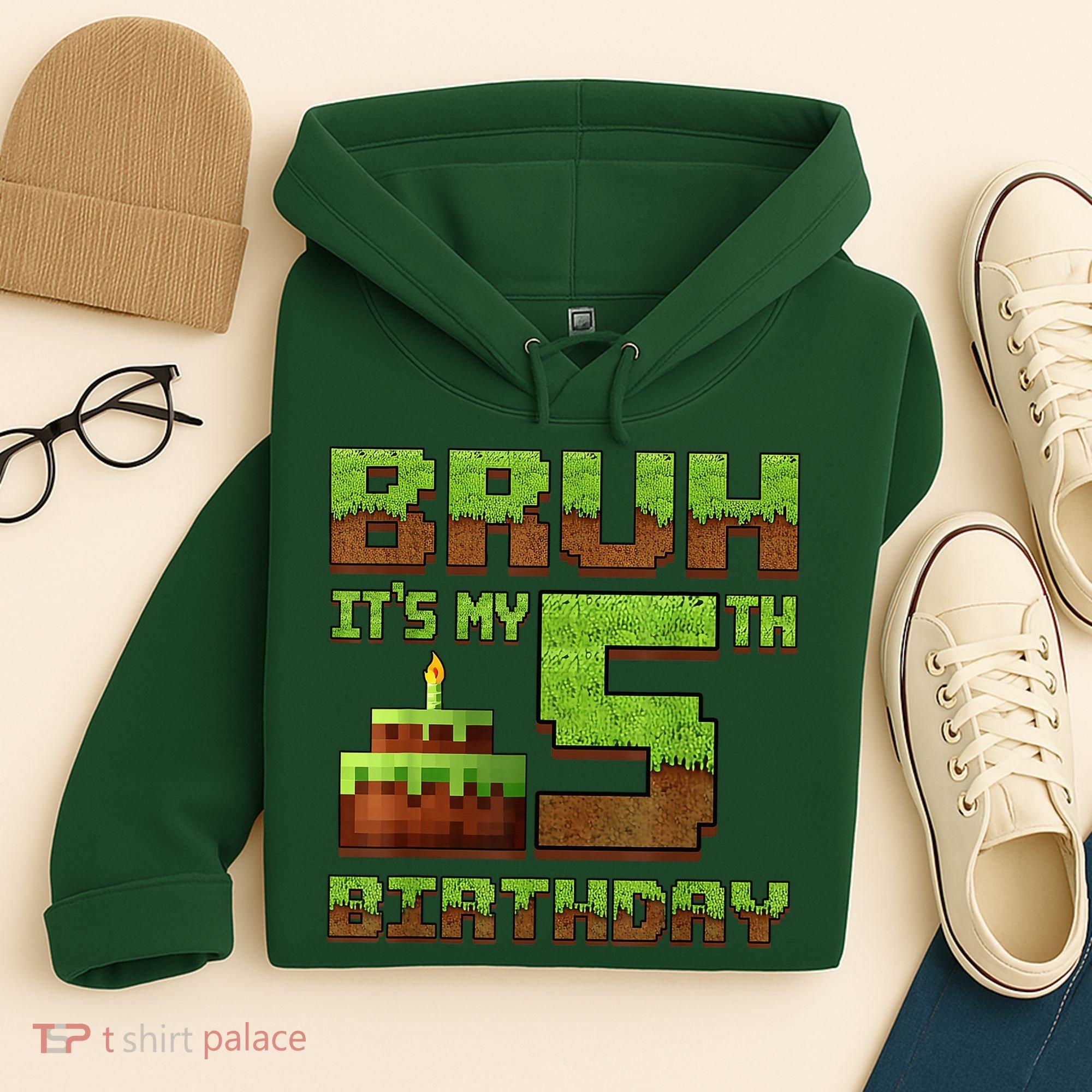 Birthday Boy Bruh It'S My 5th Birthday Gamer Pixel Hoodie