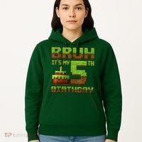 Birthday Boy Bruh It'S My 5th Birthday Gamer Pixel Hoodie thumb 5