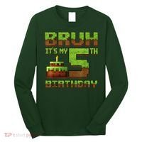Birthday Boy Bruh It'S My 5th Birthday Gamer Pixel Long Sleeve Shirt thumb 0