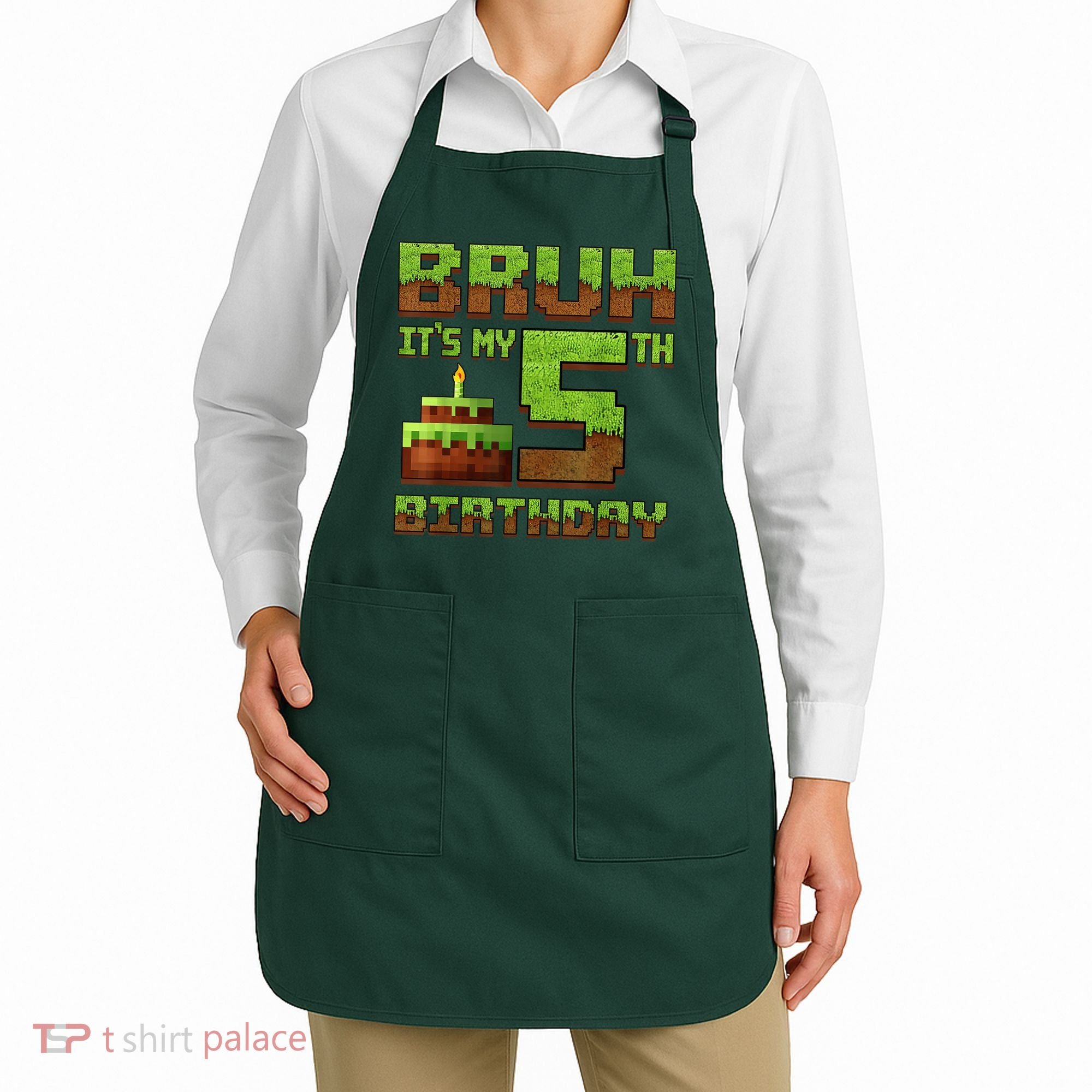 Birthday Boy Bruh It'S My 5th Birthday Gamer Pixel Apron
