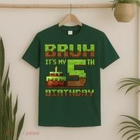 Birthday Boy Bruh It'S My 5th Birthday Gamer Pixel T-Shirt thumb 2