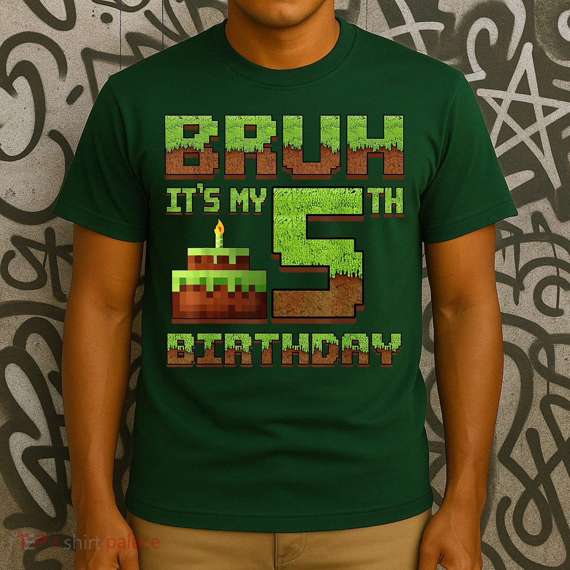 Birthday Boy Bruh It'S My 5th Birthday Gamer Pixel T-Shirt