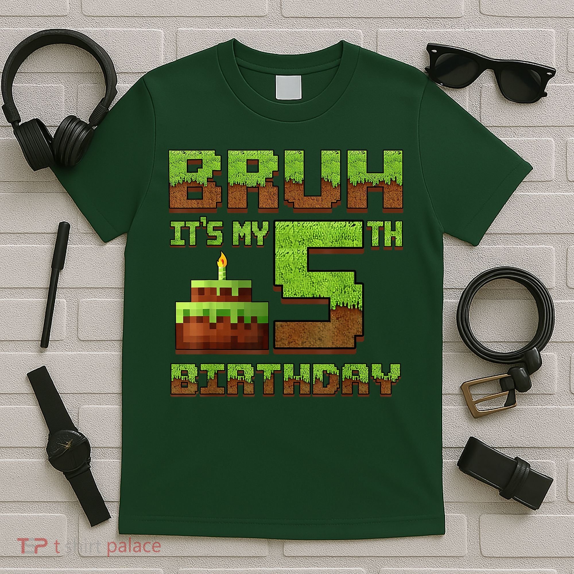Birthday Boy Bruh It'S My 5th Birthday Gamer Pixel T-Shirt