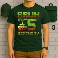 Birthday Boy Bruh It'S My 5th Birthday Gamer Pixel T-Shirt thumb 6