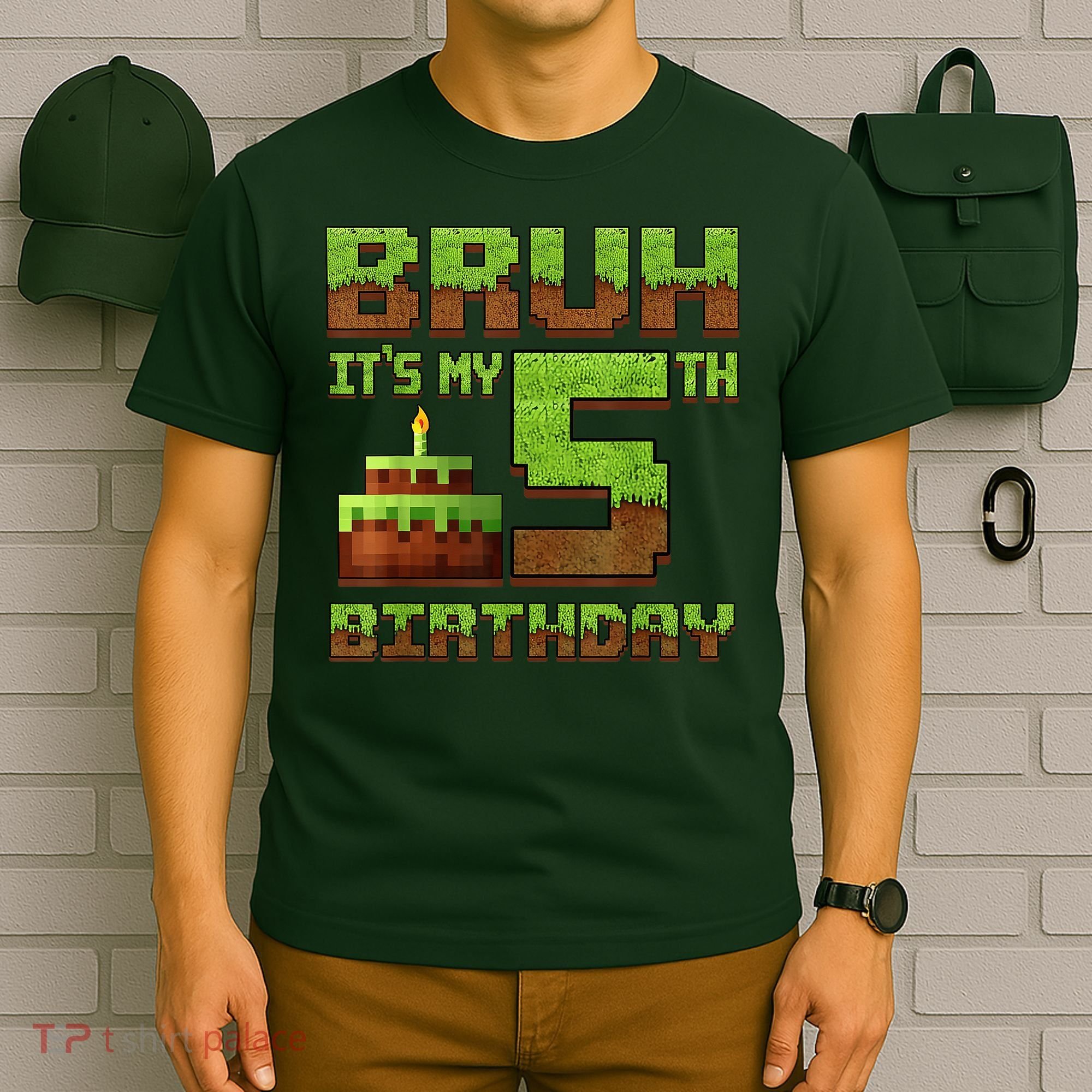 Birthday Boy Bruh It'S My 5th Birthday Gamer Pixel T-Shirt