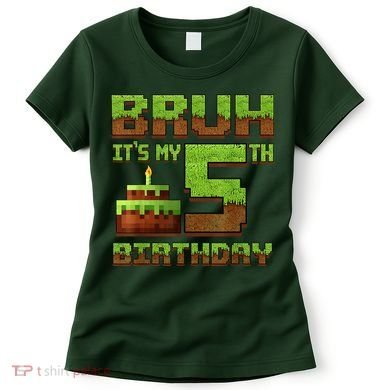 Birthday Boy Bruh It'S My 5th Birthday Gamer Pixel Women's T-Shirt