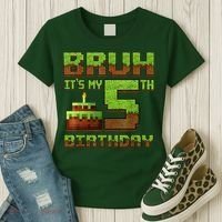 Birthday Boy Bruh It'S My 5th Birthday Gamer Pixel Women's T-Shirt thumb 3