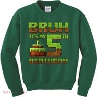 Birthday Boy Bruh It'S My 5th Birthday Gamer Pixel Kids Sweatshirt thumb 0