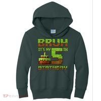Birthday Boy Bruh It'S My 5th Birthday Gamer Pixel Kids Hoodie thumb 0